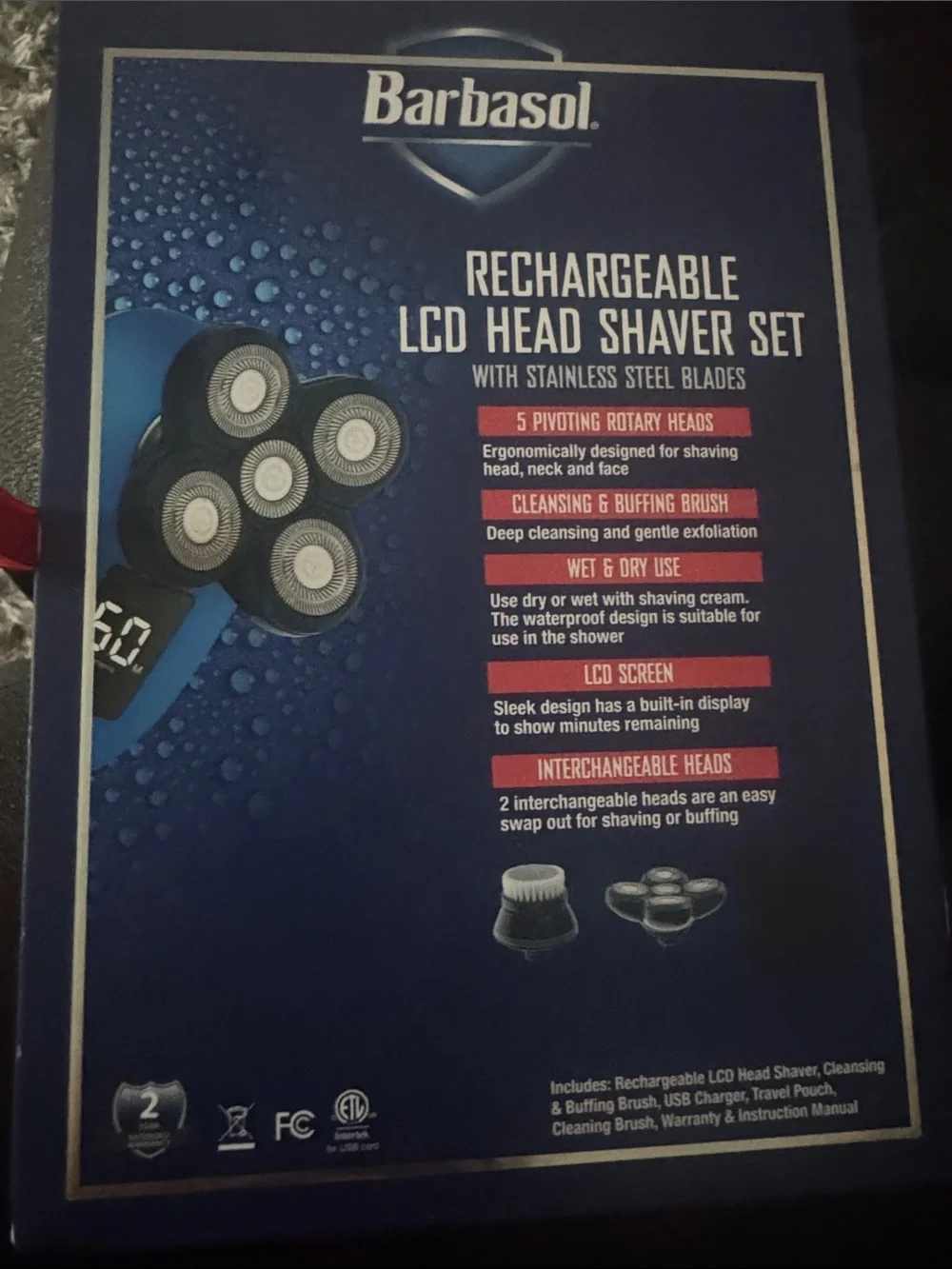 Barbasol Rechargeable LCD Head Shaver -